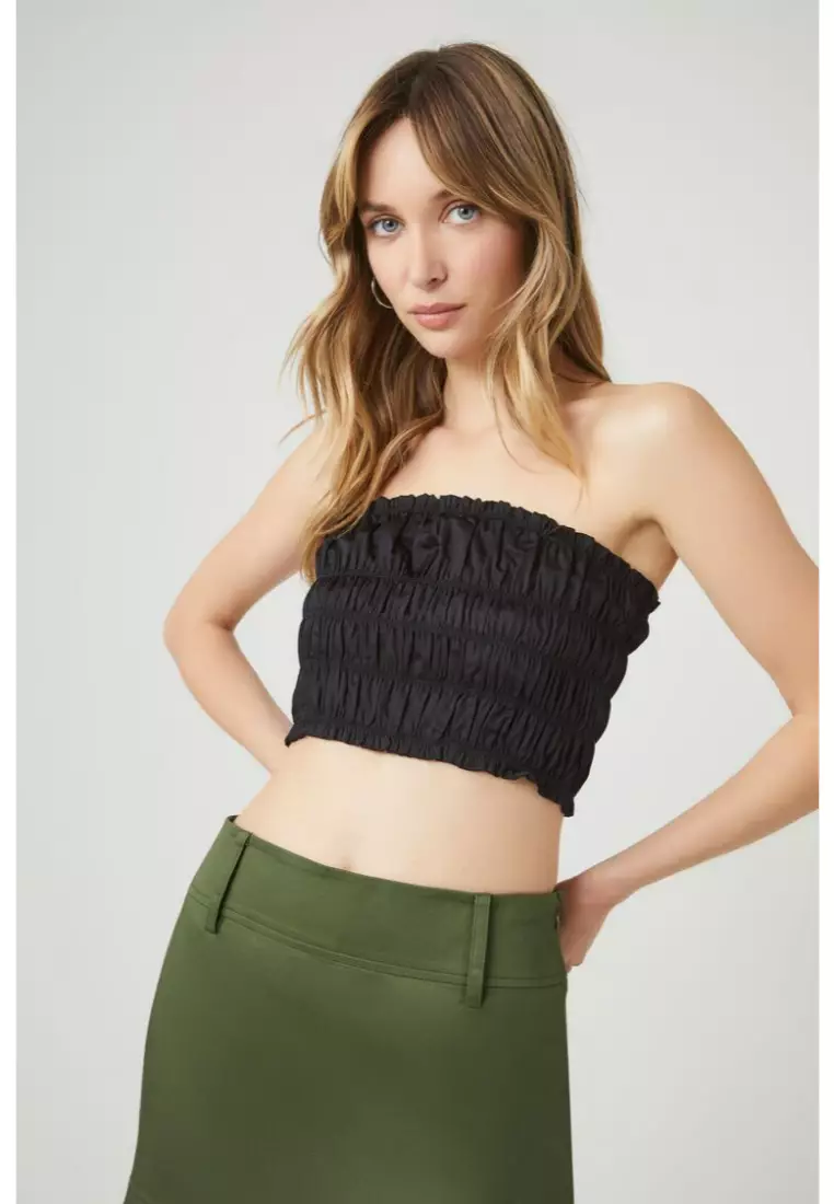 Black smocked tube top new arrivals