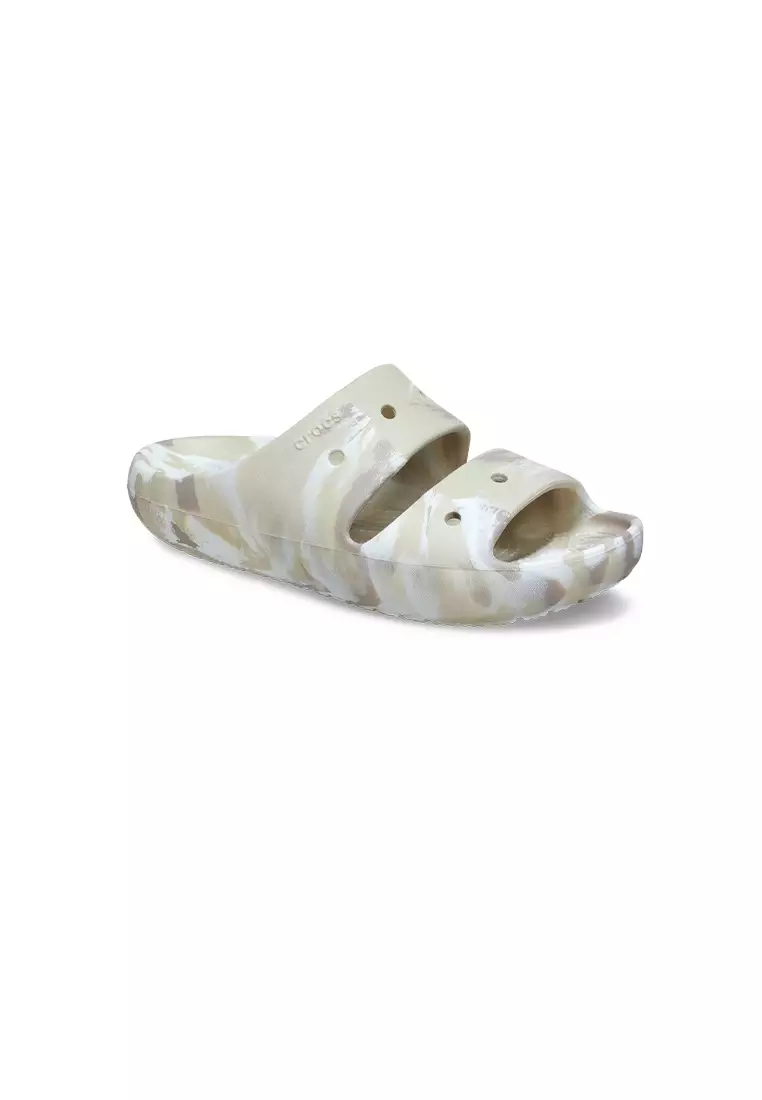 Discount on Crocs  shoes - SKU: Classic Marbled Sandal V2 in Bone Multi