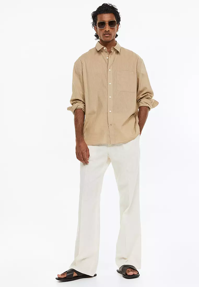 Buy H&M Loose Fit Linen-Blend Trousers 2024 Online | ZALORA Philippines
