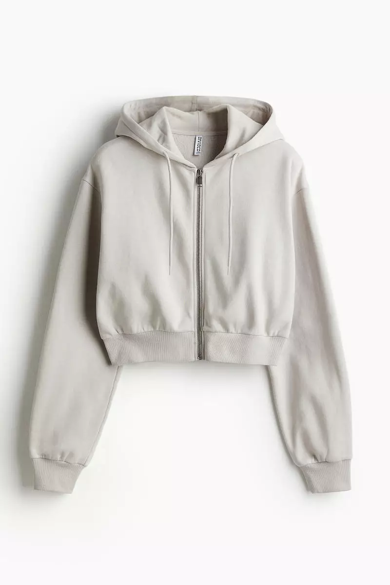 cropped zip up hoodie h&m