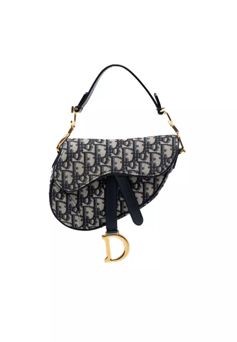 Pre-Loved Dior Mini Oblique Canvas Saddle Bag