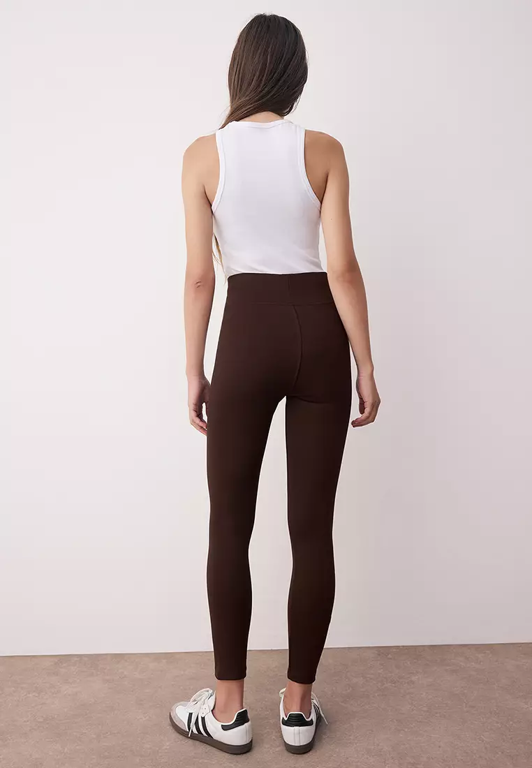 Black-Brown 2-Pack Interlock Body-Smoothing High Waist Knitted Leggings