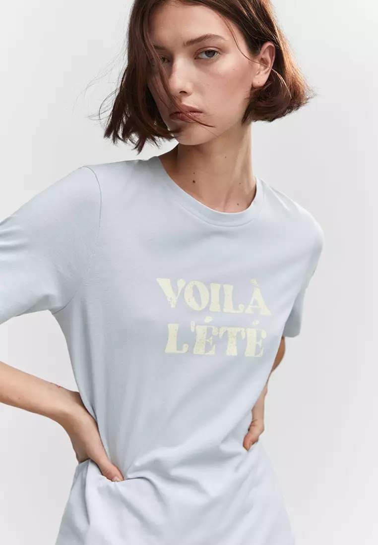 Buy Mango Printed Cotton Blend T Shirt 2024 Online ZALORA Singapore