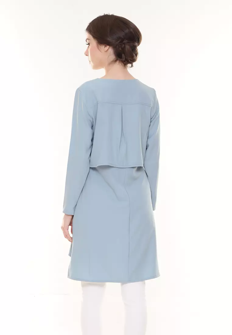 Aubrey Long Top Nursing Friendly in Dusty Blue