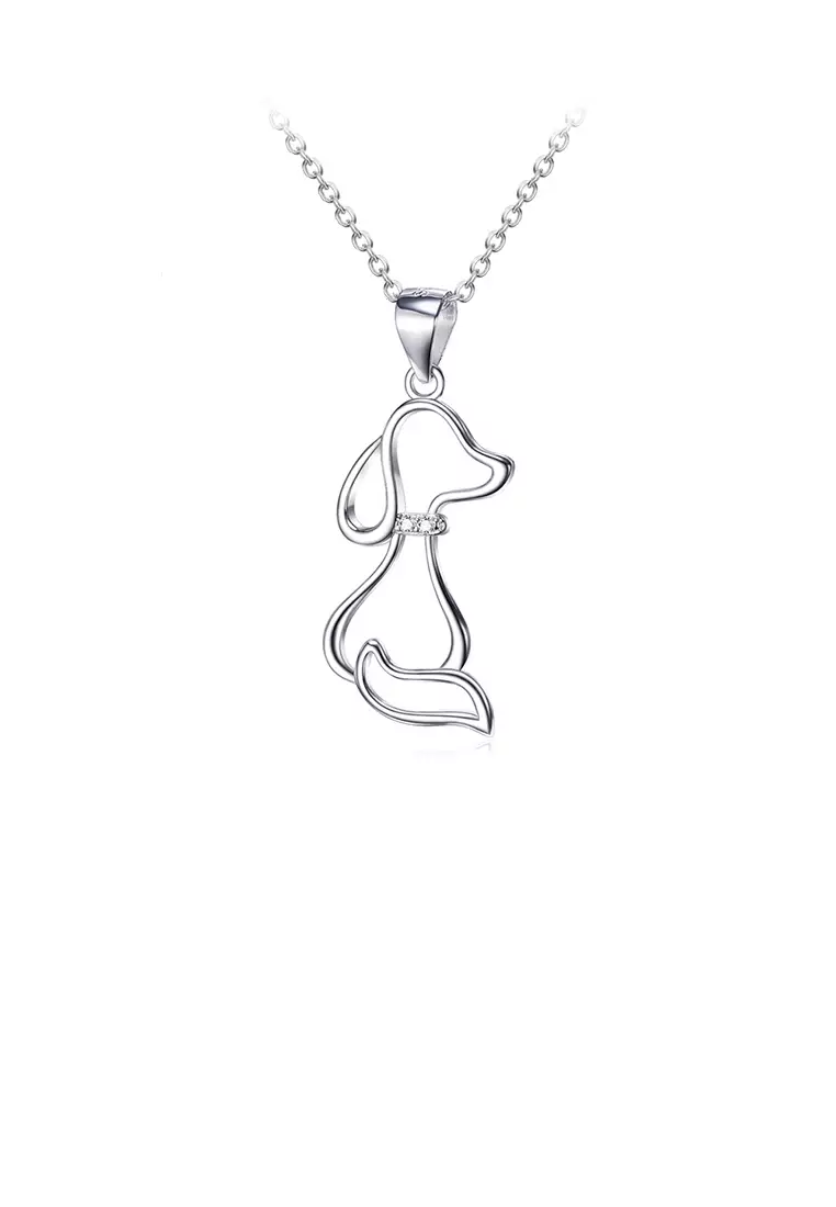 925 Sterling Silver Simple Cute Dog Pendant with Necklace – Glamorousky