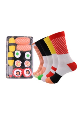 Kings Collection white Set of 5 Pairs Sushi Pattern Cozy Socks (One Size) HS202393 1ABBDAA80BBD93GS_1