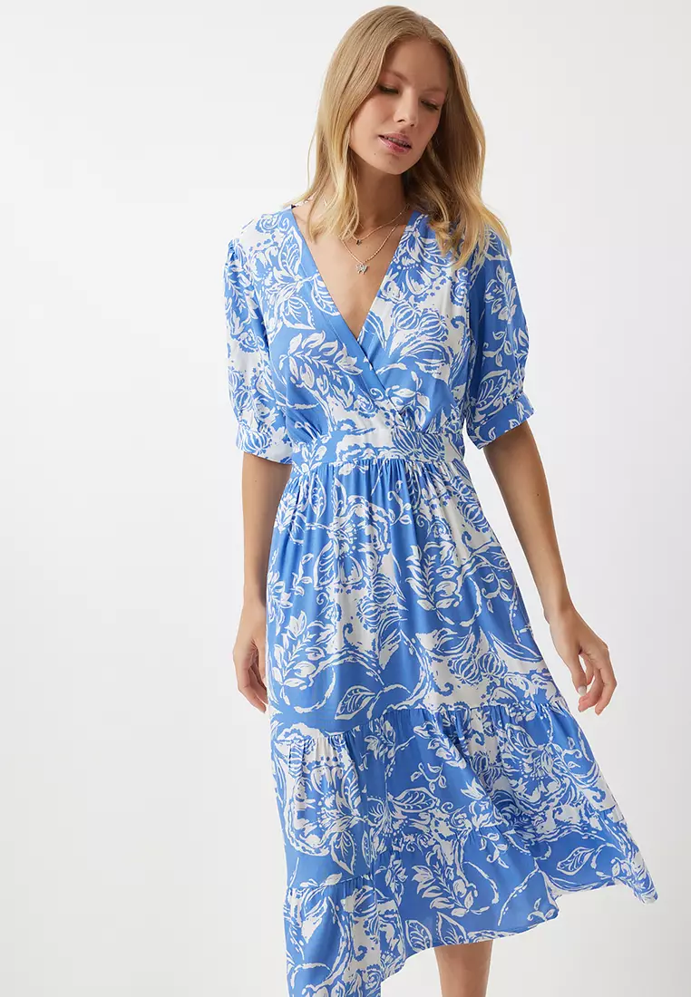 Floral Wrap Midi Dress