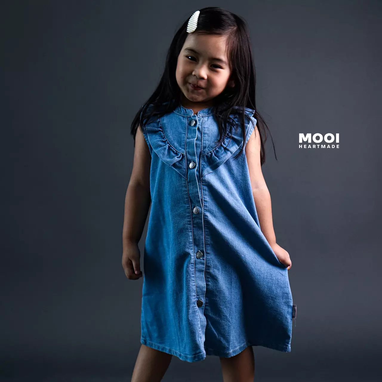 Mooi Dress Jeans Anak Emiko Denim Dress - Medium Blue