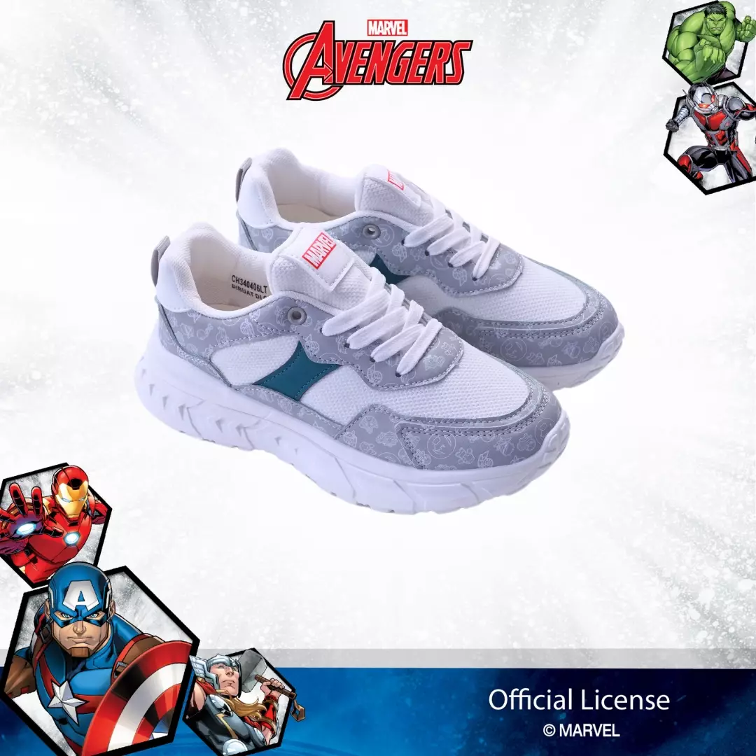 AVANGERS - SEPATU ANAK LAKI TANGGUNG CH340406LT - PUTIH/ABU MUDA