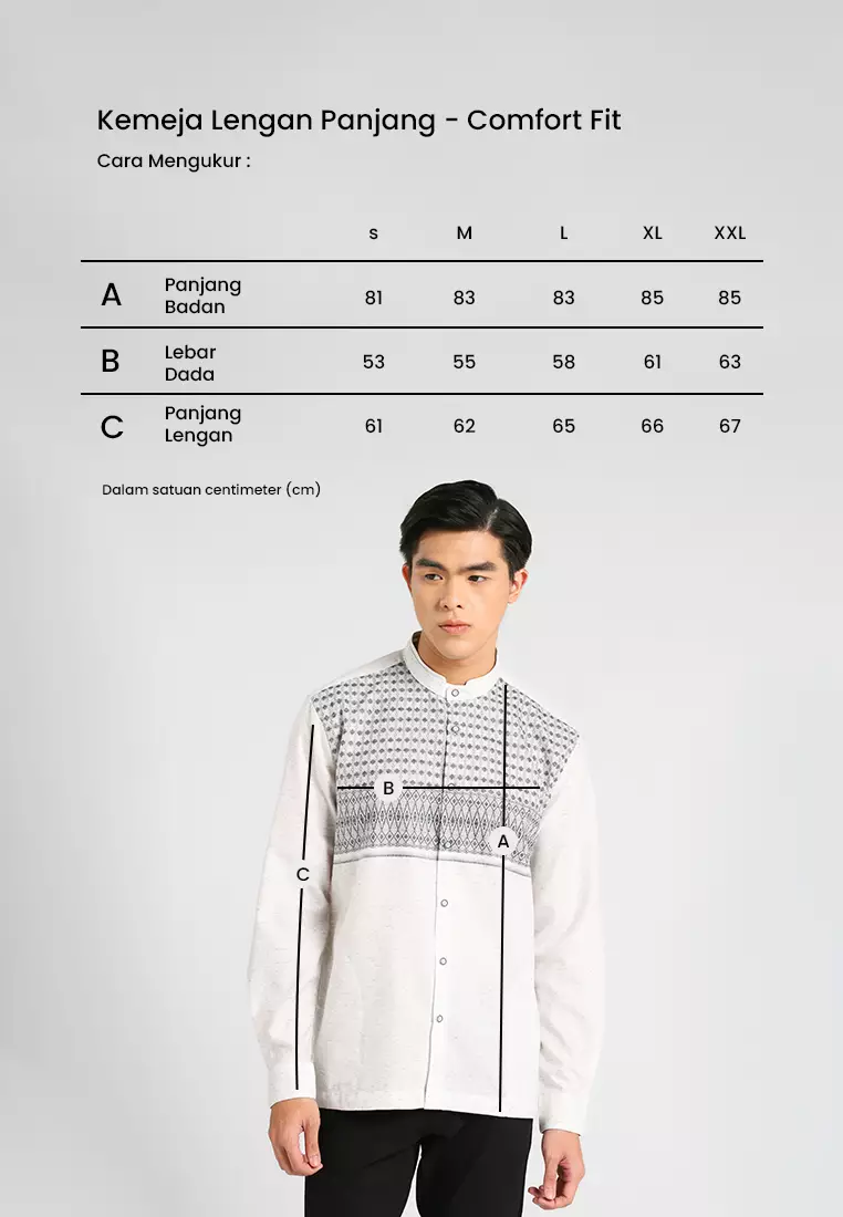 MANZONE X Adipati Dolken - Kemeja Koko Lengan Panjang Pria Khabib Comfort Fit - Grey Warna Grey