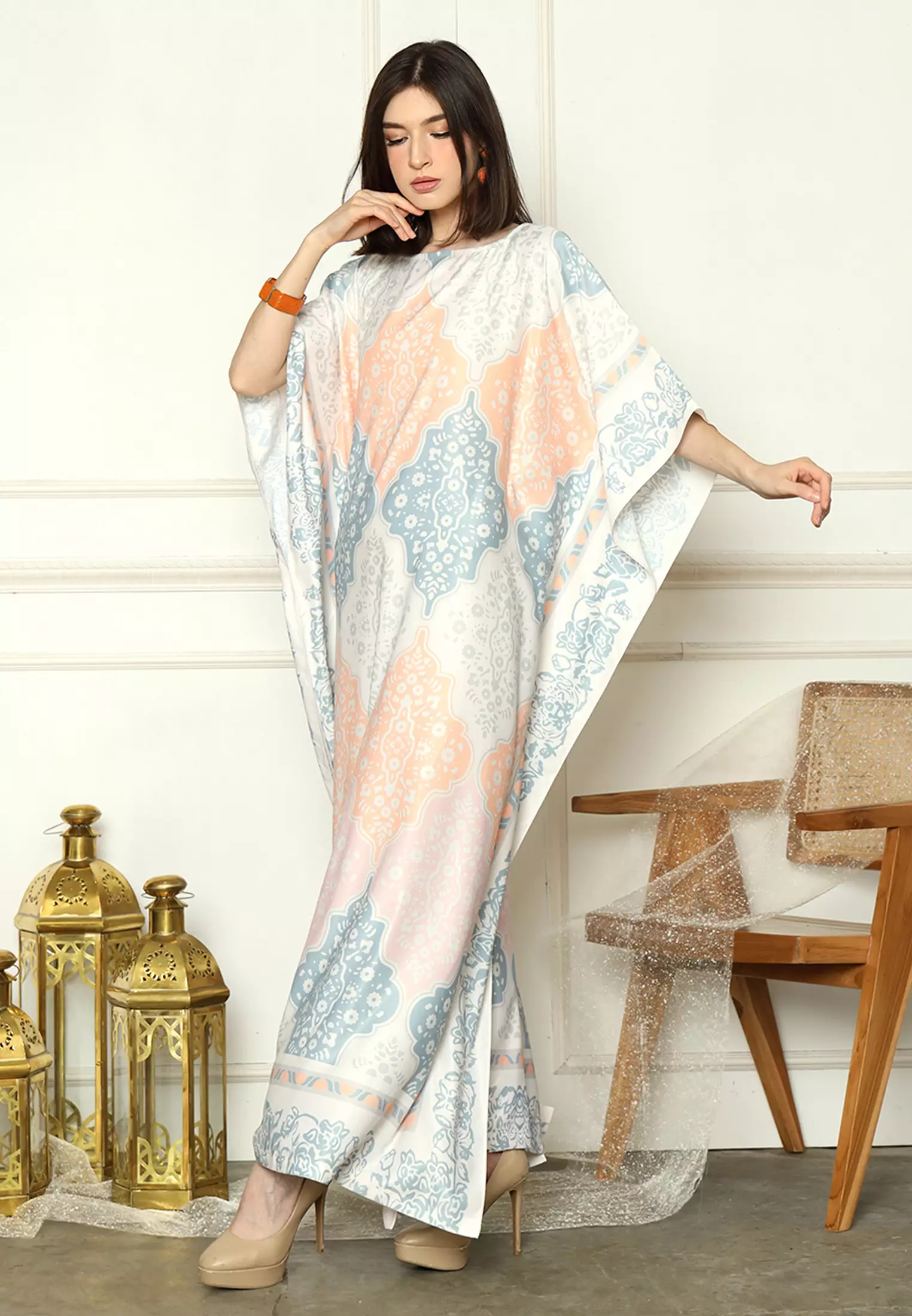 Kanzi Collection Short Sleeve Modern Tiles Kaftan