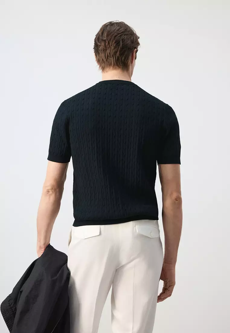Cable Knit T-Shirt 100% Cotton