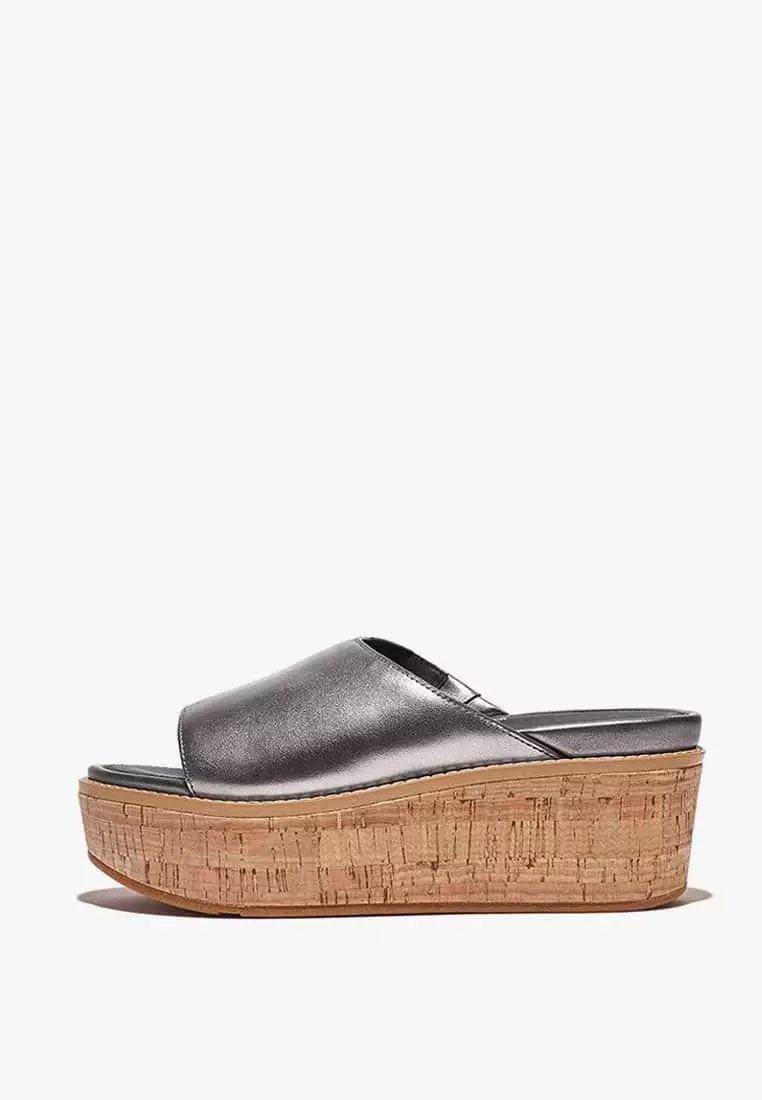 Discount on Fitflop  shoes - SKU: Fitflop Eloise Cork-Wrap Leather Wedge Slides