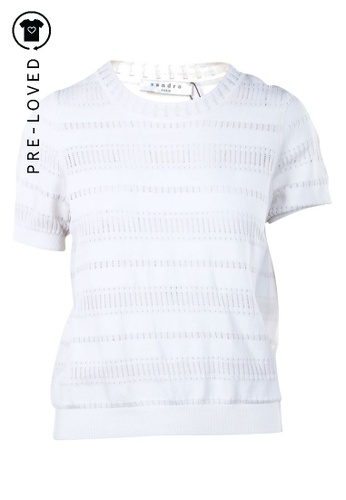 pre loved sandro paris white knit top