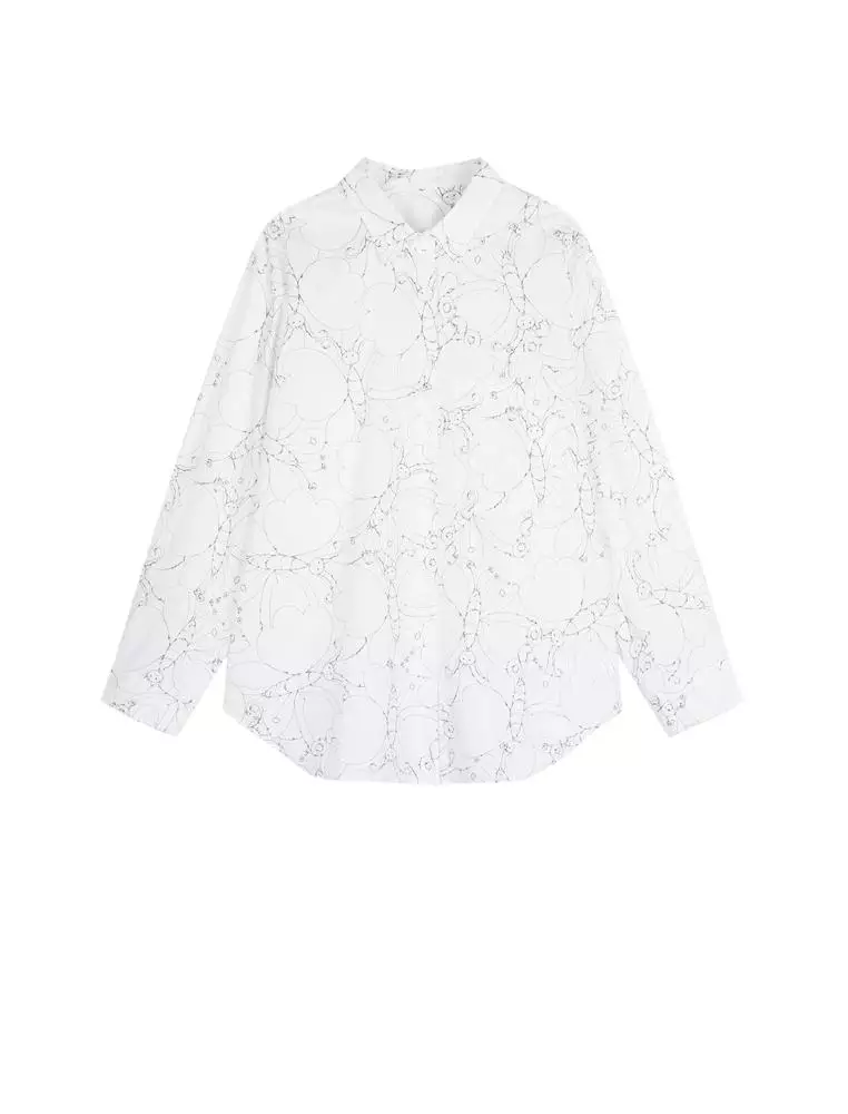 Long Sleeve Collared Printed Shirt