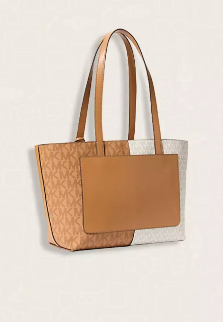 Michael Kors Jet Set Medium Two-Tone Logo Tote Bag Deer Multi