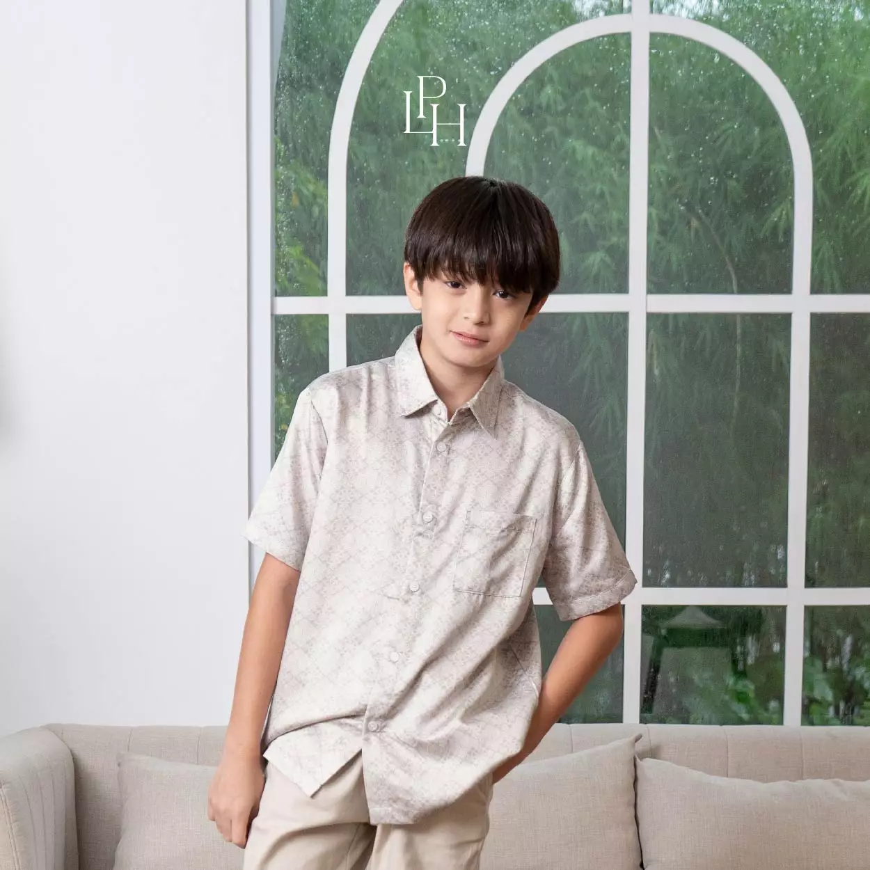 Little Palmerhaus - Kayana Batik Top Boy (Baju Batik Anak Laki-Laki) Light Mauve