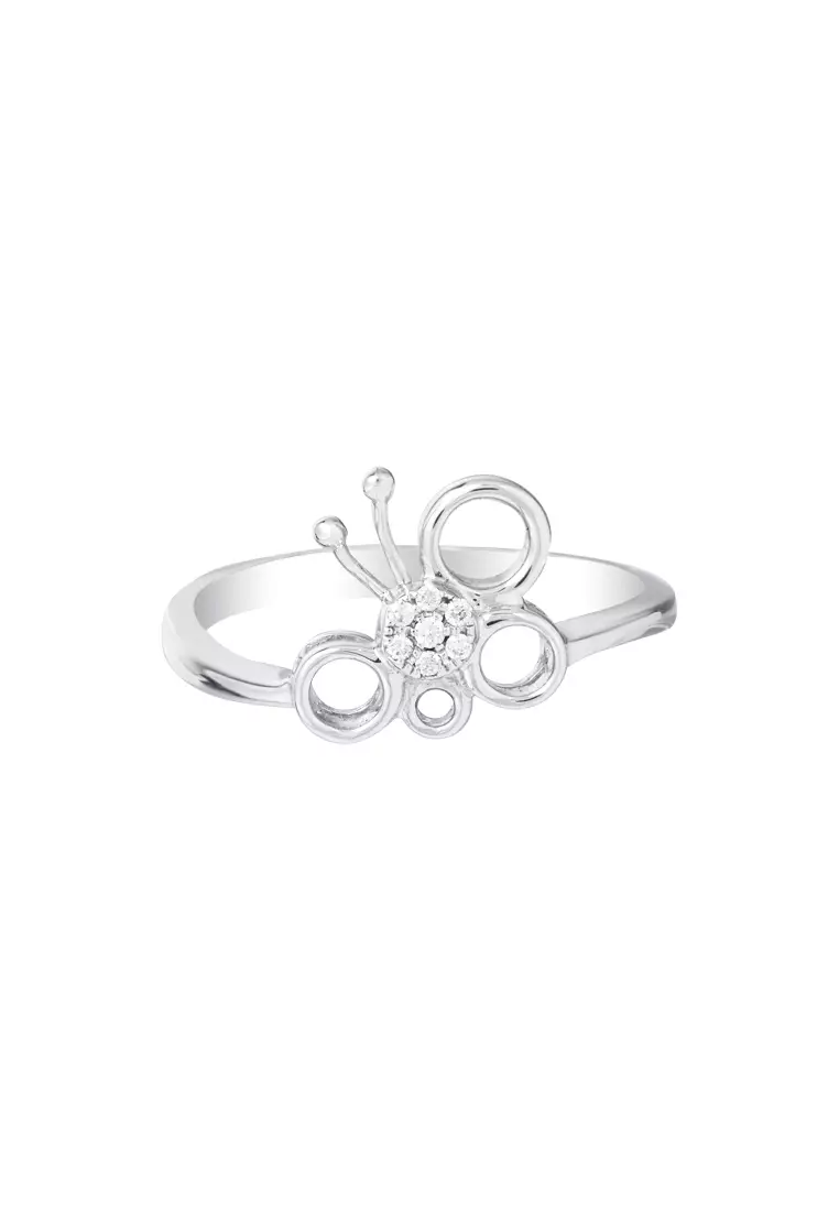 TOMEI Minimalist Butterfly Diamond Ring White Gold 375