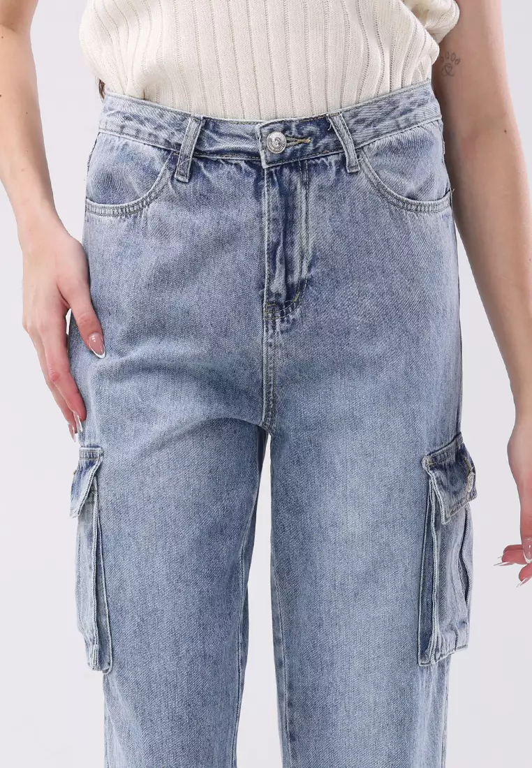 Denim Cargo Pants Ladies