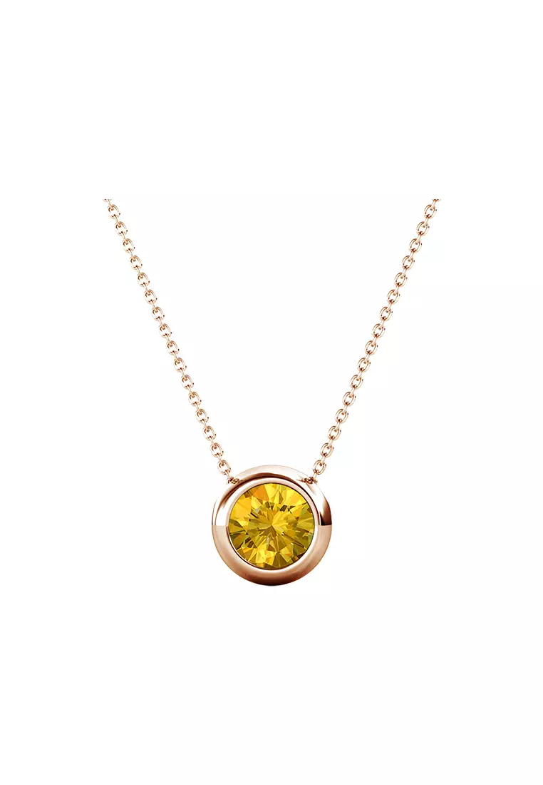 Birth Stone Moon Pendant November Citrine RG - Kalung Crystal Swarovski by Her Jewellery