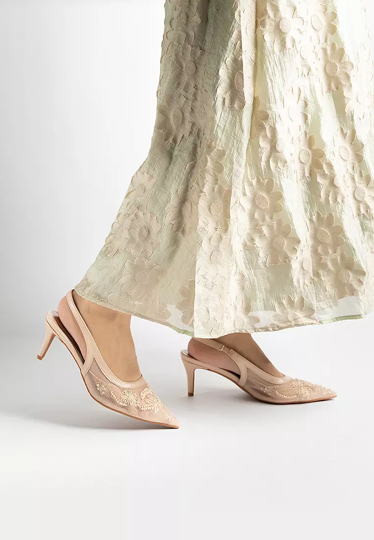 Evora Lace Slingbacks Pumps