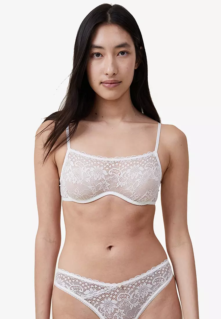 Buy Cotton On Body Cassie Lace Straight Neck Underwired Bra 2024