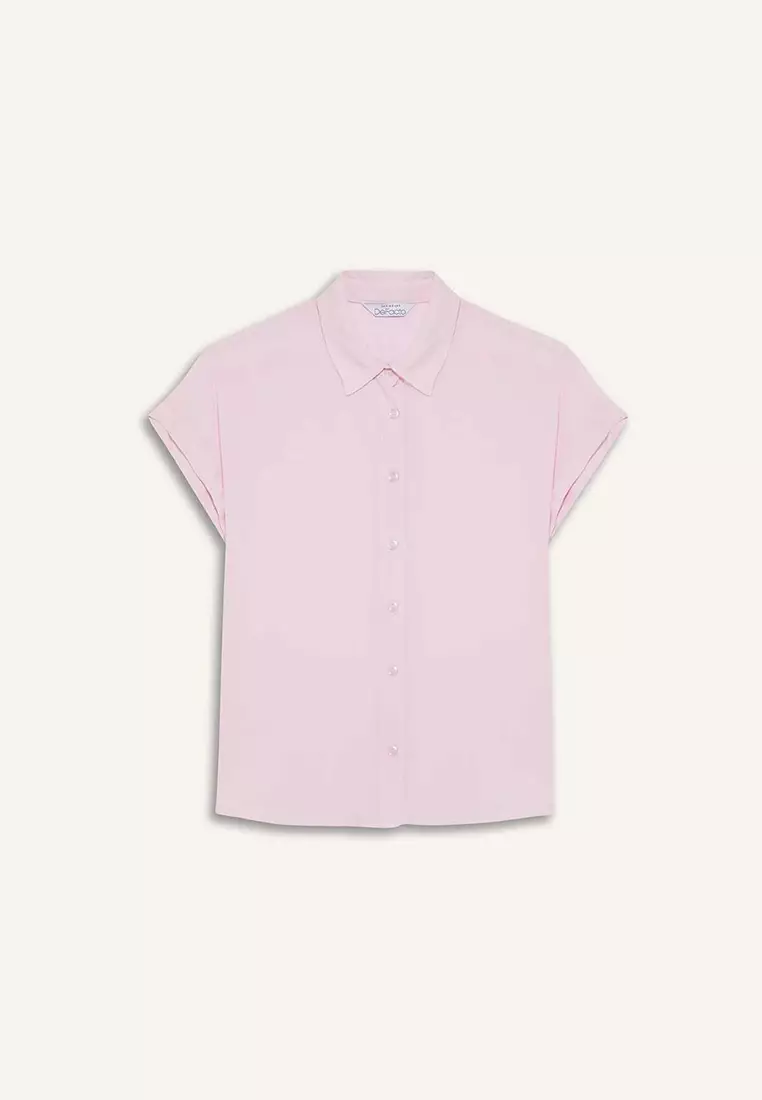 Regular Fit Basic Plain Viscose Short Sleeves Shirt