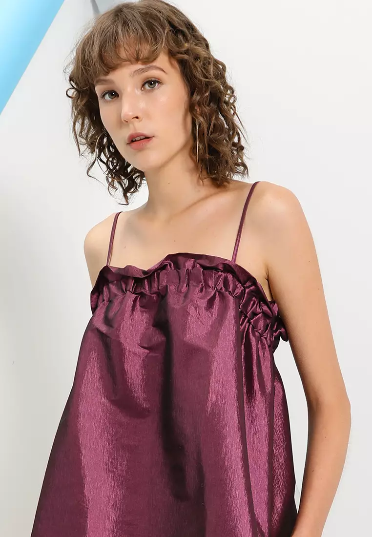 Buy TOPSHOP Premium Metallic Taffeta Chuck On Slip Dress 2023