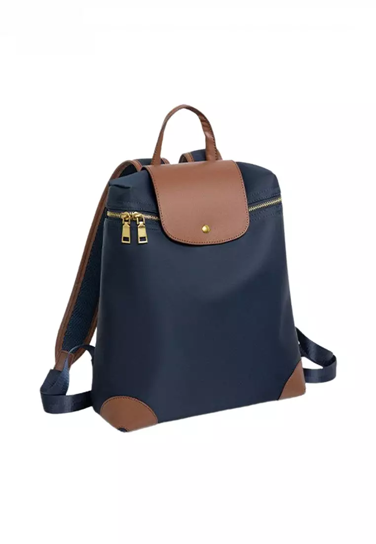 Color Matching Nylon Oxford Patch Faux Leather Backpack (Small Size) JW CL-C9152
