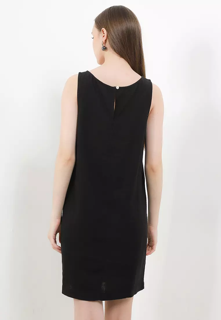 Linen Rich Knee Length Shift Dress