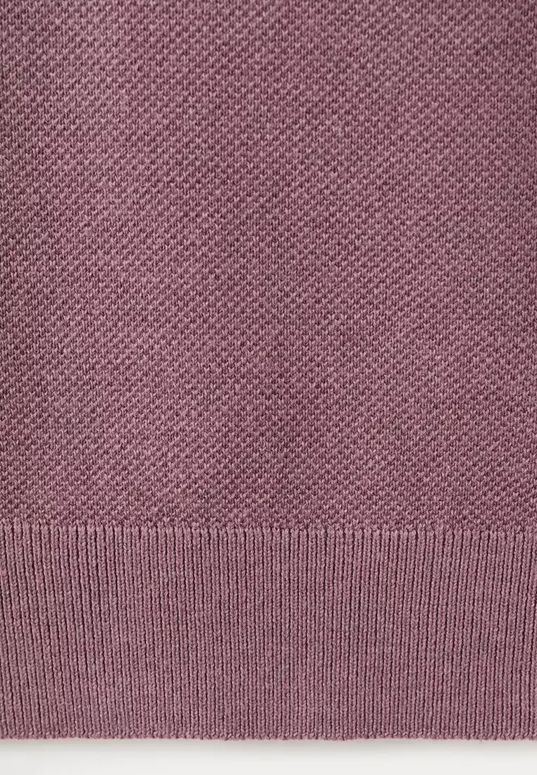 Fine Knit Polo Shirt With Microstructure
