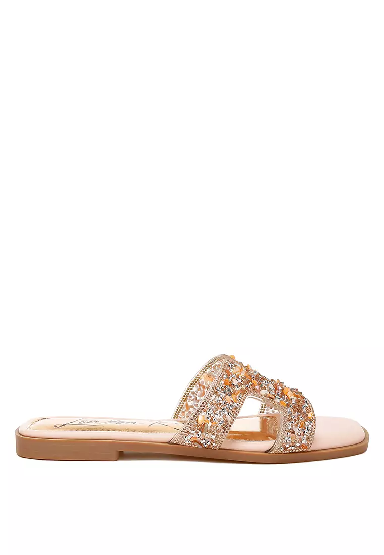 Discount on London Rag  shoes - SKU: Pink Rhinestone Detail Cut-Out Flats