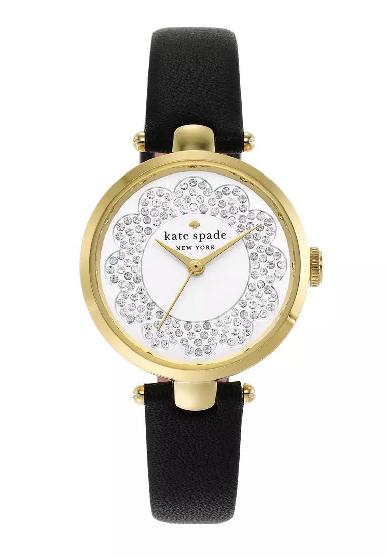 Kate spade black online leather watch