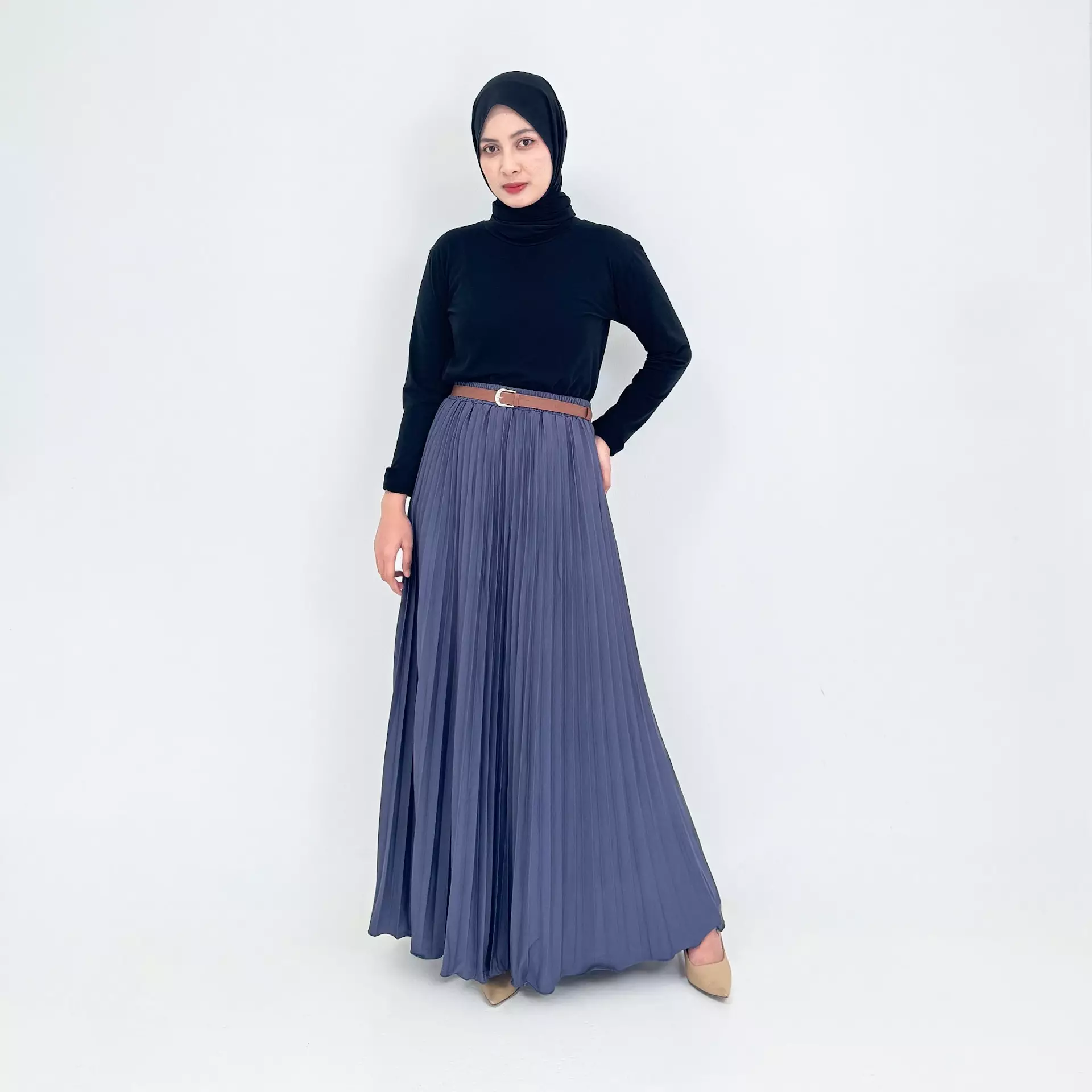 Rok Panjang Plisket Agni [ABU TUA] Basic Jumbo Size