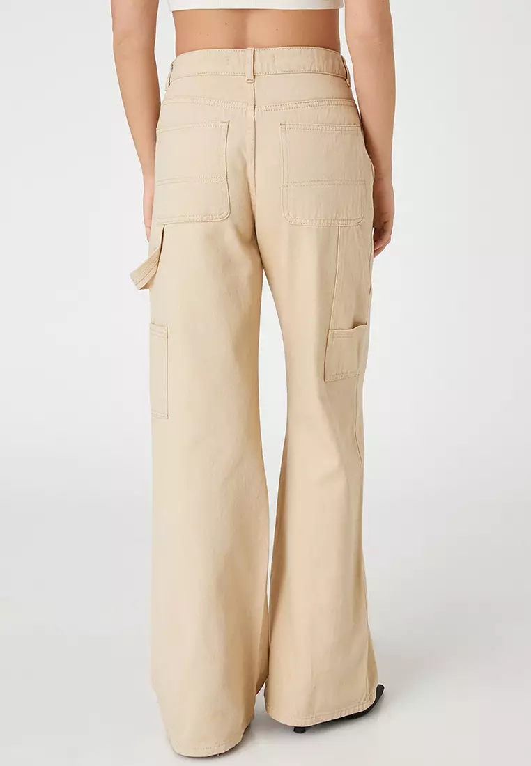 High Waist Wide Cargo Denim Pants