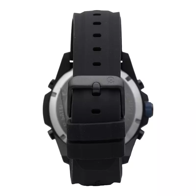 Jam Tangan Pria Alexandre Christie Digi AC 9370 MH RUBBA Men Digital Analog Dial Black Rubber Strap