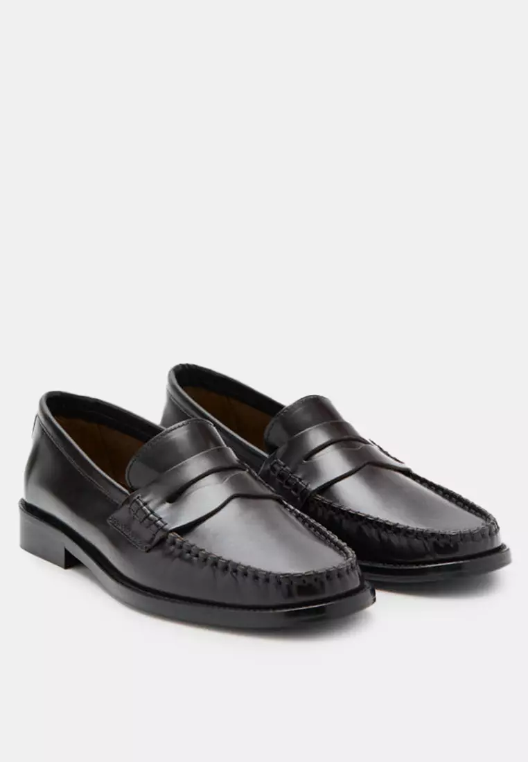 Gathered Leather Loafers