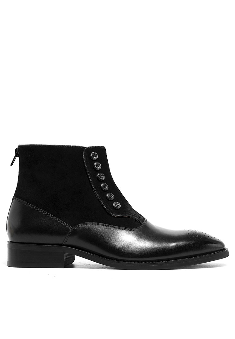 Brogue Leather Stitched Zipper Boot DS898808H-01-02