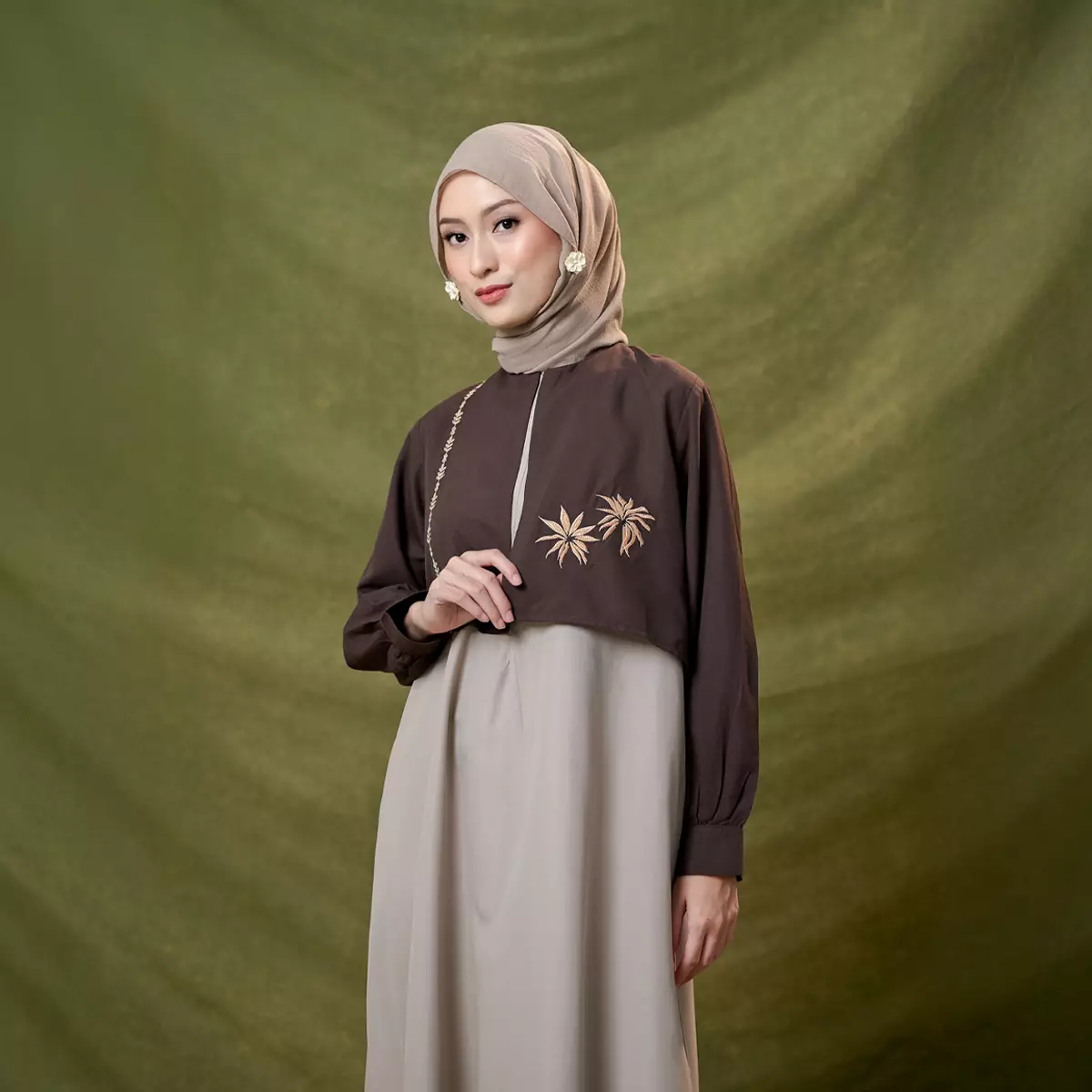 ZM Zaskia Mecca - Keyla Brown Gamis Wanita Dress - Romansa Khatulistiwa - Wijayakusuma