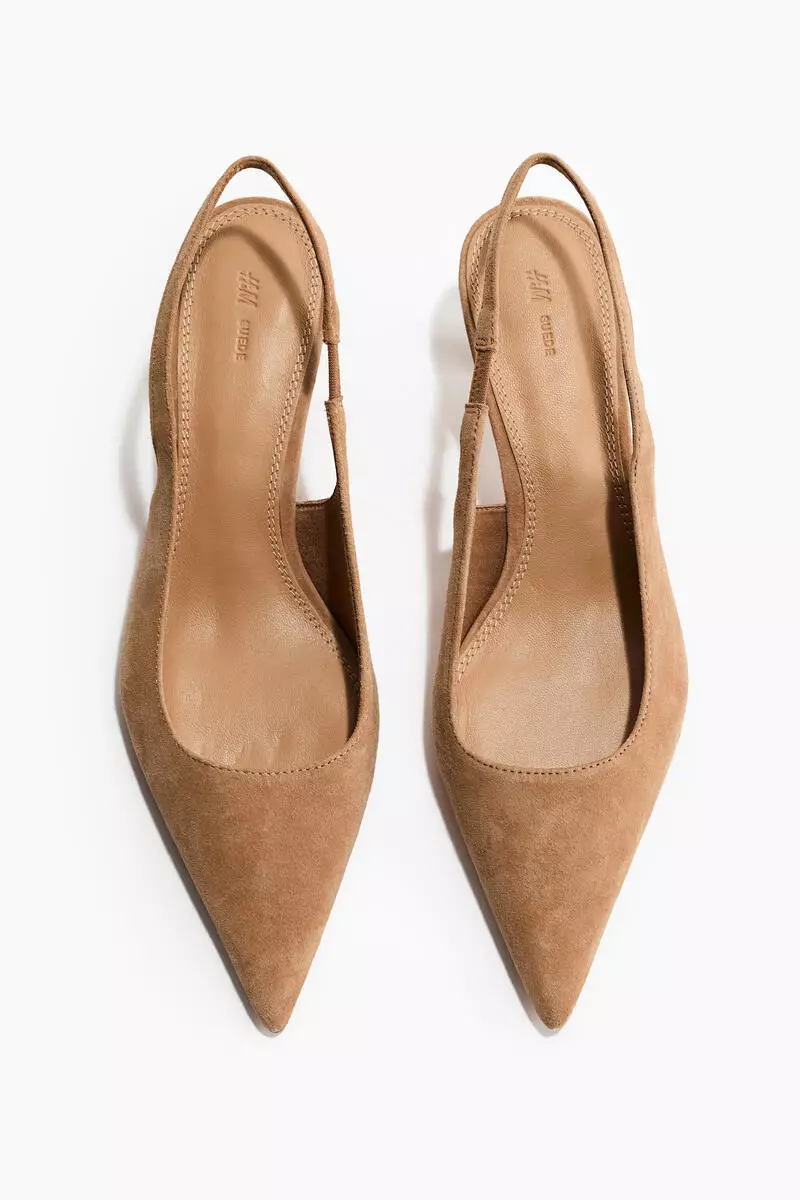 Pointed suede slingbacks