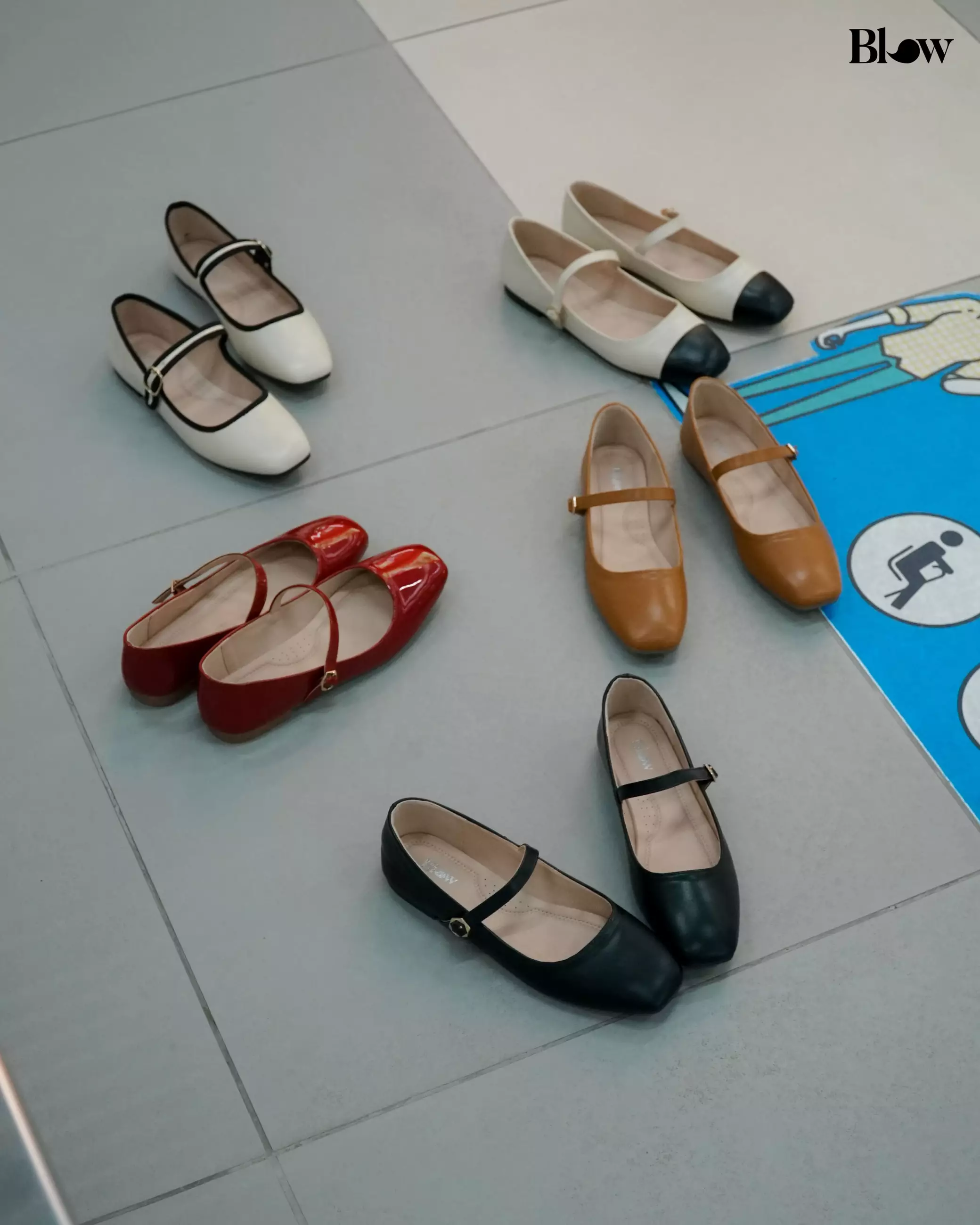 Blow BLNW 0101 Ariel Mary Jane Flats Shoes Wanita Sepatu Hitam Balet Women Shoes