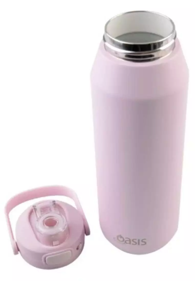 Oasis Ceramic Stainless Steel Triple Wall Capri Quick Release Drink Bottle 1L - Pink Lemonade