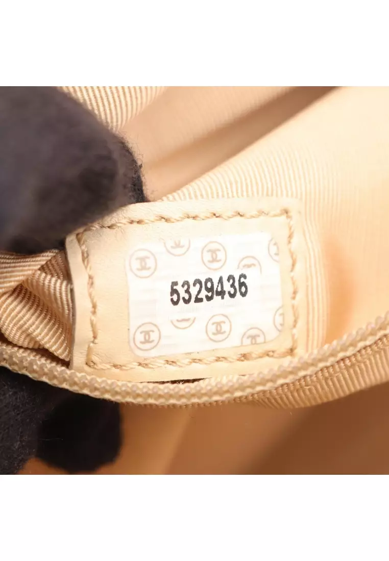 Pre-Loved Chanel coco mark mini boston bag chain handbag Caviar skin beige gold hardware