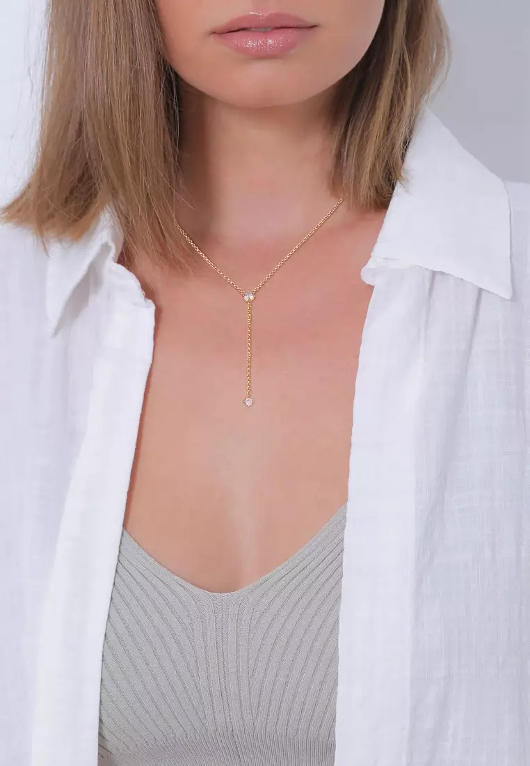 Necklace Y Chain Zirconia Gold Plated