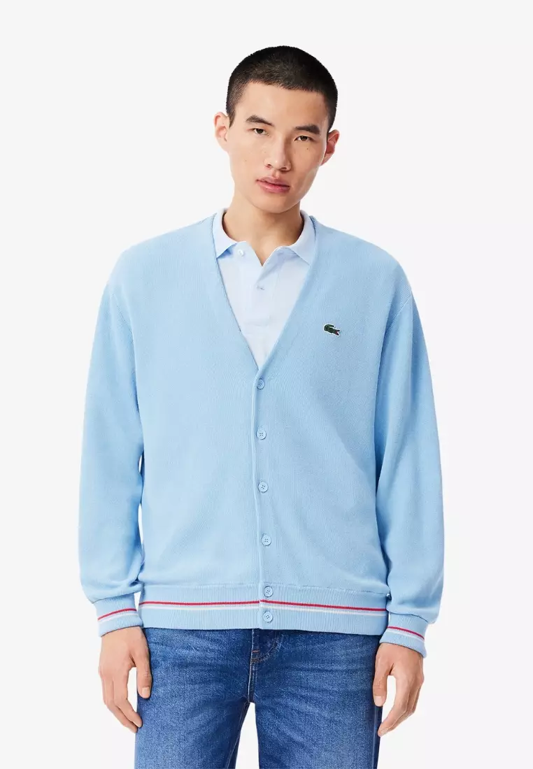 Buy Lacoste Relaxed Fit Stripe Detail Cotton Cardigan 2026 Online