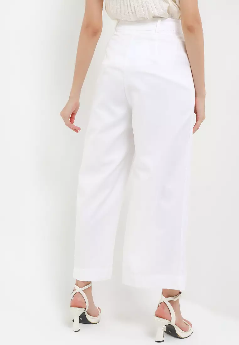 Jual Chic Simple Long Single Pleats Wide Leg Trousers Original