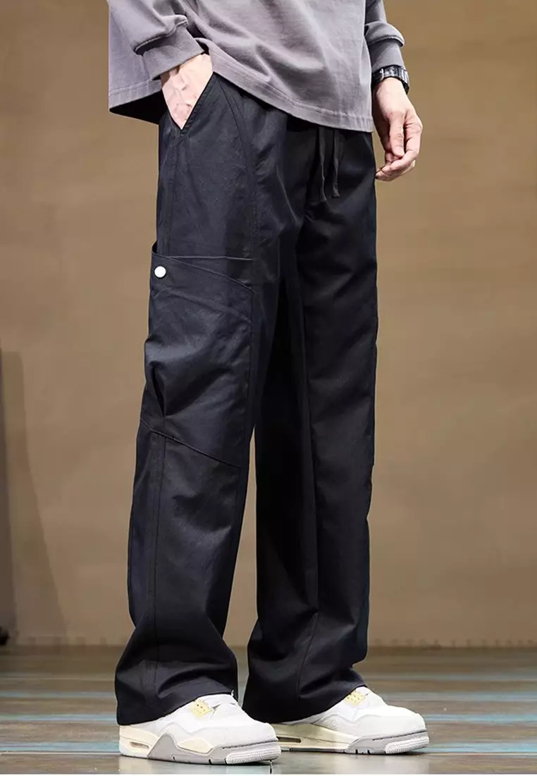 抽繩休閒寬腿褲