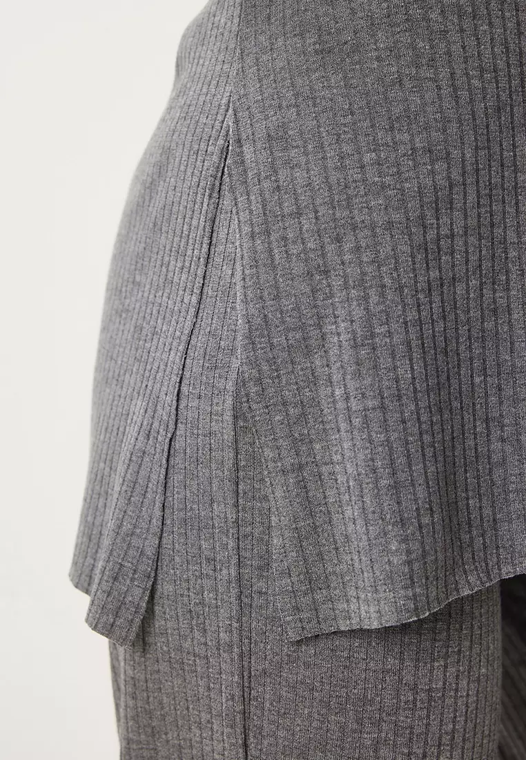 Comfortable Ribbed Knitted Blouse Trousers Set