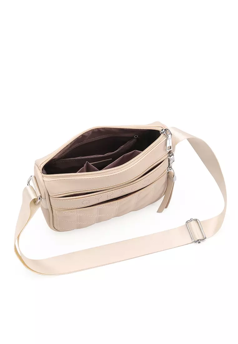 GYKACO FUMIKO Beige - Tas Wanita Sling Bag - Fashion Top Handle Bag (Import)
