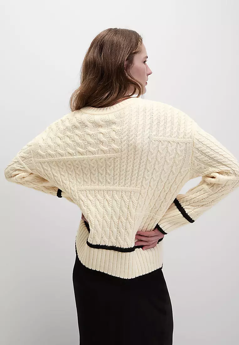 Cable Knit Tipped Detail Relaxed Jumper